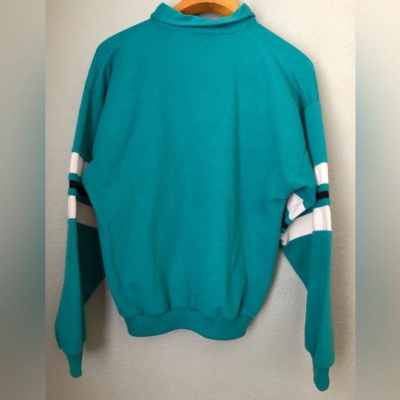 VTG MacGregor Teal and White Striped Polo Sweater Long Sleeve Mens Large - Picture 3 of 9